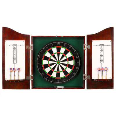 Centerpoint Bristle Dartboard and Solid Wood Cabinet - Dark Cherry Finish