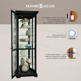 Howard Miller Chesterbrook III Curio Cabinet 680-660 – Black Satin Finish Home Decor, Seven Glass Shelves, Eight Level Display Case, Locking Door, No Reach Light Howard Miller