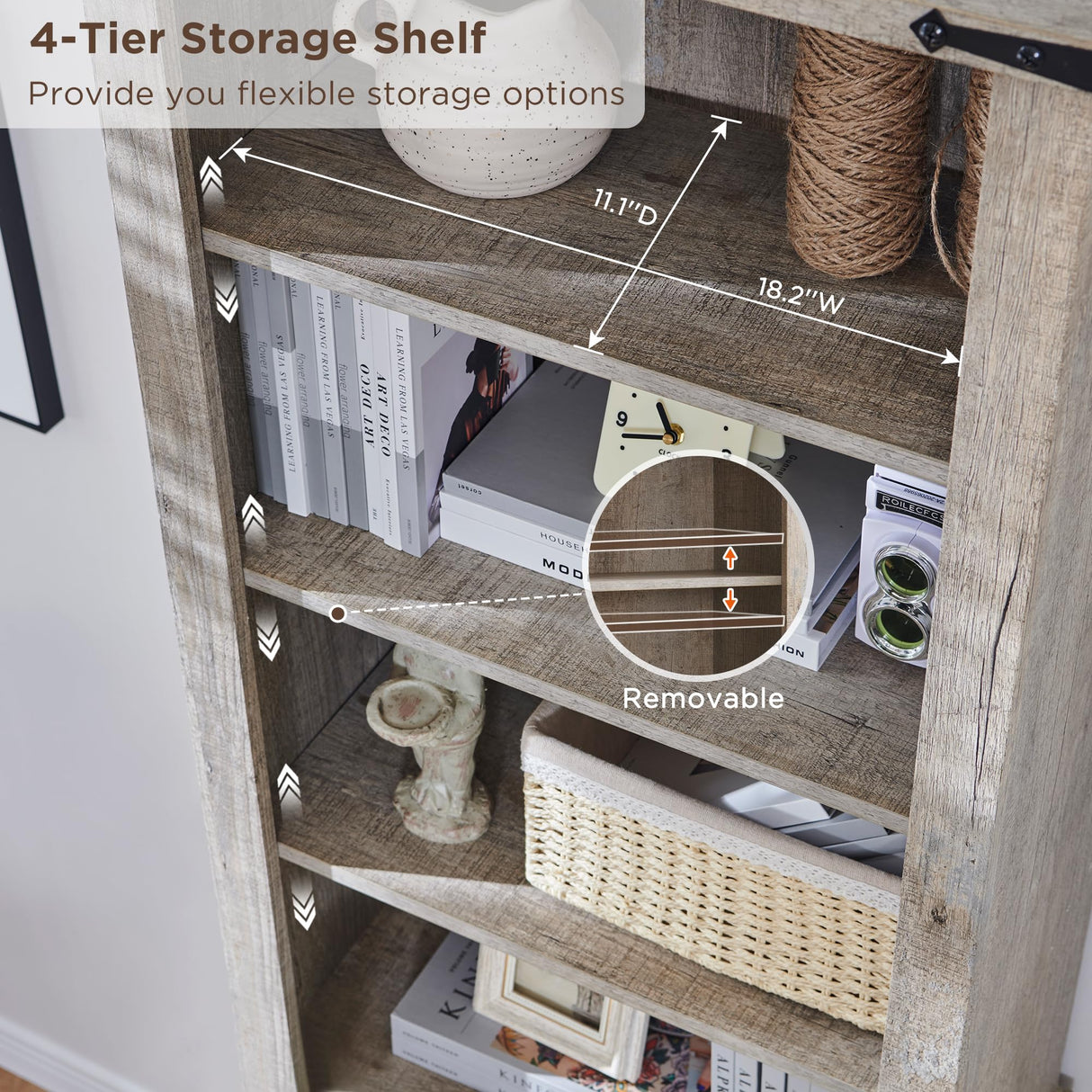 RedLemon Bookcase with 2 File Drawers, 72" Tall Farmhouse Bookshlef with Storage and Adjustable Shelves, 4 Tier Rustic Wood Bookshelf with Cabinet for Home Office, Living Room (Light Rustic Oak) RedLemon