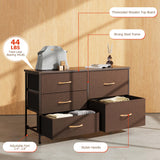 Nicehill Dresser for Bedroom with 5 Drawers, Storage Drawer Organizer, Wide Chest of Drawers for Closet, Clothes, Kids, Baby, TV Stand with Storage Drawers, Wood Board, Fabric Drawers（Brown） Nicehill