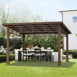 LUE BONA 12x14 Hardtop Gazebo, Outdoor Pergola Metal Roof Gazebo with Wooden Frame, Patio Gazebo Canopy with Curtains, Permanent Pavilion Grill Gazebo for Deck, Patio, Backyard, Garden LUE BONA