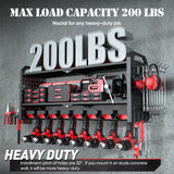 Power Tool Organizer with Charging Station Wall Mount, Built in 8 Outlet Surge Protection Power Strip, Drill Holder Wall Mount, Heavy Duty Metal Power Tool Storage Rack for Garage Organization Black Nacial