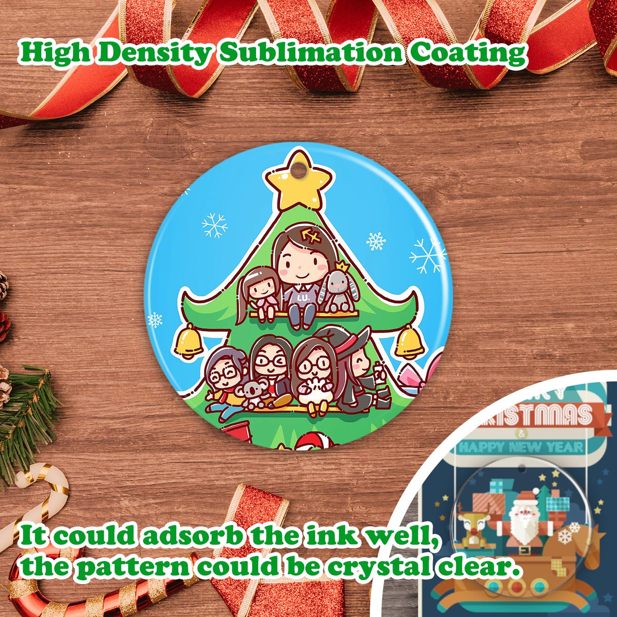 Sublimation Blank Ornaments 4 Inch Round Aluminium Haning Ornament 20 PCS Bulk for HTV Crafting DIY and Chritsmas Tree Decoration WANZELONYO