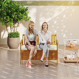 Outsunny Outdoor Bench with Storage Box, 28 Gallon Outdoor Storage Bench, Acacia Wood Garden Seat with Cushion, 2 Seater Patio Furniture for Park, Balcony, Teak Outsunny