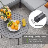 COMLAX FIELD Outdoor Patio Furniture, 6 Pieces Outdoor Sectional L-Shaped Sofa Patio Conversation Sets, Patio Furniture Set with Thick Cushions and Coffee Table for Garden, Poolside, Backyard, Grey COMLAX FIELD