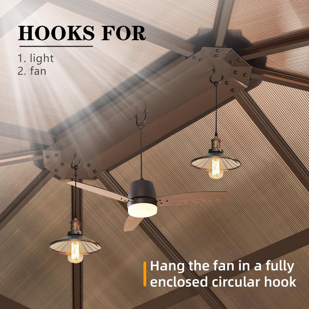 YOLENY 12'x14' Hardtop Gazebo, Outdoor Polycarbonate Roof Canopy, Aluminum Frame Permanent Pavilion with Curtains and Netting, Sunshade for Garden, Patio, Lawns YOLENY