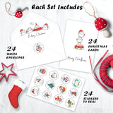 Christmas Cards - Pack of 24, 6 Assorted Designs Merry Christmas Cards with Envelopes - Bulk Greeting and New Years Cards - Perfect to Send Warm Holiday Wishes to Friends and Family - 4" x 6" BGTCARDS