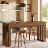 Tribesigns 63-inch Bar Table, Farmhouse Counter Height Pub Dining Table, Rectangular Kitchen Bar Height Table for Dining Room, Bistro, Restaurant,Rustic Brown Tribesigns