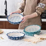 Wisenvoy Pie Pan Ceramic Pie Dish Blue Pie Plate Porcelain Deep Dish Pie Pan Non-Stick Pie Pans Wisenvoy