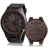 Fodiyaer Custom Engraved Wood Watch Gifts for Fiancé Husband Boyfriend Men Groomsmen Him As Personalized Anniversary Christmas Birthday Father Day Graduation Valentine's Wooden Idea Fodiyaer