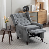 Oprisen Push Back Recliner Mid-Century Modern Accent Chair Single Reading Chair Tufted Button Arm Chair for Living Room w/Heat Massage/Side Pockets (1 PC, Gray) Oprisen