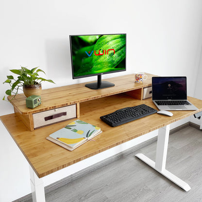 VWINDESK 48 x 27.5 x 1 Inch 100% Solid Bamboo Desk Table Top Only,for Standing Desk Home Office Desk(Right Angle) - WoodArtSupply