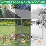 Raysfung Large Metal Chicken Coop, Walk-in Chicken Run Pen with Waterproof Cover, Spire Roof Poultry Cage for Outdoor, Backyard, Farm(9.7'Wx12.99'Lx6.4'H) Raysfung
