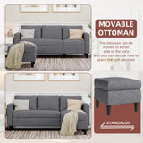 JAMFLY Sectional Sofa Couch Convertible L Shaped Sofas with Ottoman Small Sectional Couches for Living Room, 3 Seater Couch for Small Spaces, Dark Grey JAMFLY