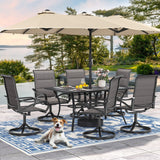 DWVO 4 Set Padded Outdoor Swivel Chairs, Exclusive Swivel Patio Chairs w/Sturdy Metal Frame & Cozy Padded High Back, All Weather Patio Swivel Chairs for Backyard Deck Garden, Gray DWVO