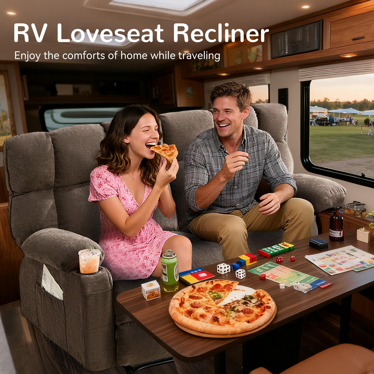 Sofetura Oversized Loveseat Recliner Sofa, Big Large Reclining Sofa with Cup Holders & Side Pockets, Traditional 2-Seater Manual Recliner Couch for Living Room, RV, Home Theater (Fabric, Brown) Sofetura