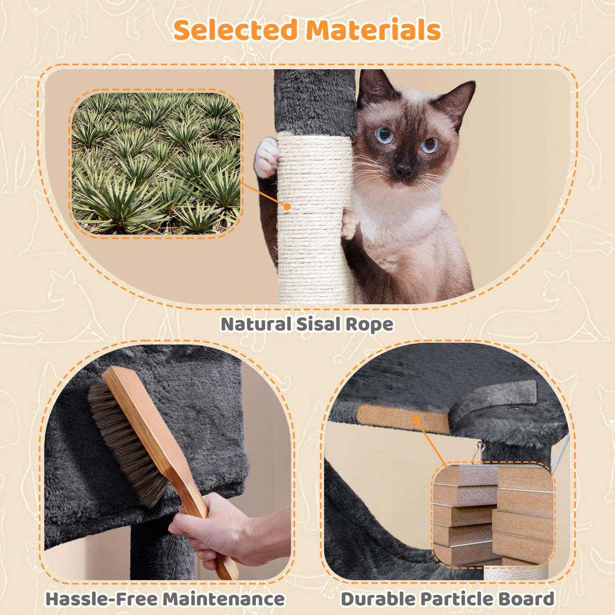 Yaheetech 64.5in Extra Large Multi-Level Cat Tree Kittens Play House Condo with Platform, Perch Hammock & Scratching Posts, Dark Gray Yaheetech