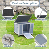 COZIWOW 24inches Wooden Catio Outdoor Cat House Small Animal House，Rabbit Hutch Indoor，Stable Weatherproof Bunny Cage Insulated Pet Shelter for Small Cat Dog Rabbit Guinea Pig(Grey) COZIWOW