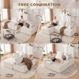 Mangodan Cloud Sectional Couch, Modular Sectional Sofa for Living Room, Boneless Sofa with Deep Seat, Fluffy Comfy Couch with L-Shaped Chaise, No Assembly Required, Beige Mangodan