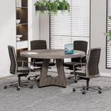 Tribesigns 47-Inch Round Conference Table for 4-6 People, Wooden Meeting Room Table with Thicken Tabletop and Wood Base (Grey) Tribesigns