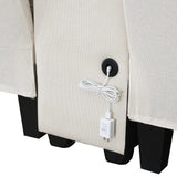 Livavege Upholstered Sectional Sofa with Console, 2 Cup Holders and 2 USB Ports & Wirelessly Charged, Modern Linen Fabric 4-Seat Couch with 4 Pillows for Living Room, Apartment, Office, 114.2inch Livavege