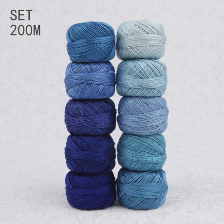 AMOHilos Size 8 Double Mercerized Egyptian Long Staple Cotton Pearl Thread Ball 5 Grams Rainbow Color Embroidery Thread 10 Colors per Box for Crochet Hardanger Cross Stitch Hand Embroidery (Set M) AMOHilos
