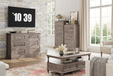 FACBOTALL Modern 6 Drawer Double Dresser, Wood Dresser Chest, Wide Chest of Drawers with Deep Drawers & Mental Double Handles for Hallway Living FACBOTALL