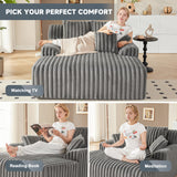 Mangodan 53.5”W Oversized Chaise Lounge Chair Indoor, Boneless Couch with 4 Pillows, Cozy Reading Chairs with Wide Arms, No Assembly Corduroy Boneless Chair, Memory Foam Couch for Living Room, Gray Mangodan