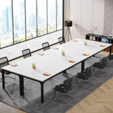 Tribesigns 78.74-Inch Conference Table Set,13FT Conference Room Table, Large Rectangle Meeting Seminar Tables Set,Long Business Tables (Chair not Included) (2, White+Black, 2 Pack) Tribesigns