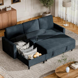 Shintenchi Sofa Couch, Pullout Sofa Bed,2 in 1 Pull Out Couch Bed with Storage Chaise for Living Room,Sleeper Sofa Couches Linen Sectional Sofa Shintenchi