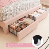 EnHomee Queen LED Bed Frame with 2 Storage Drawers,Upholstered Bed Frame Queen Size with Adjustable Cloud Headboard, Solid Wooden Slats, No Box Spring Required, Easy Assembly, Pink EnHomee