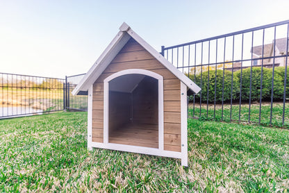 Zylina Country Lodge Wood Dog House with Asphalt Roof, 40" x 33" x 35"