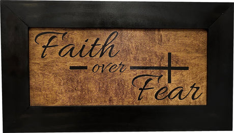 Bellewood Designs Hidden Gun Safe - Faith Over Fear Wall Gun Safe - Hidden Wall Storage - Wood Gun Cabinet - Handcrafted Religious Gun Concealment Furniture - Christian Hidden Gun Storage Bellewood Designs