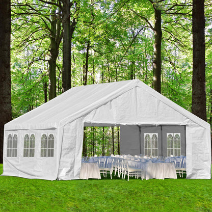 Aoodor 20 x 20 FT. Marquee Party Tent with Church Window Sidewalls,Waterproof Pavillion Tent,Outdoor Event Tent,Wedding Party Tent - White - WoodArtSupply