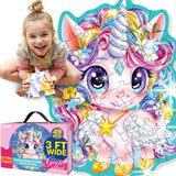 QUOKKA Glitter Floor Puzzles for Kids Ages 3-5 - 2x3 FT 48 Pcs Puzzles for Toddlers 2-4 - Shaped Large Giant Educational Toddler Puzzles Ages 24+ Months - Unicorn Toy Activity Game for Boys and Girls QUOKKA