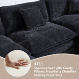 Tmsan 113.4" Deep Seat Sectional Cloud Sofa with 2 Ottomans, Oversized U Shaped Modular Couch, Large 7 Seater Corner Couches for Living Room, Black Chenille Tmsan