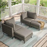 LAUSAINT HOME Outdoor Patio Furniture, 4 Piece Outdoor Sectional Sofa PE Rattan Wicker Patio Conversation Sets, All Weather Patio Furniture Set with Thick Cushions for Garden, Backyard(Grey) LAUSAINT HOME
