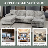 Furniwell Convertible Sectional Sofa Couch, 4 Seat Sofa Set for Living Room U-Shaped Modern Fabric Modular Sofa Sleeper with Double Chaise & Memory Foam (Grey) Furniwell