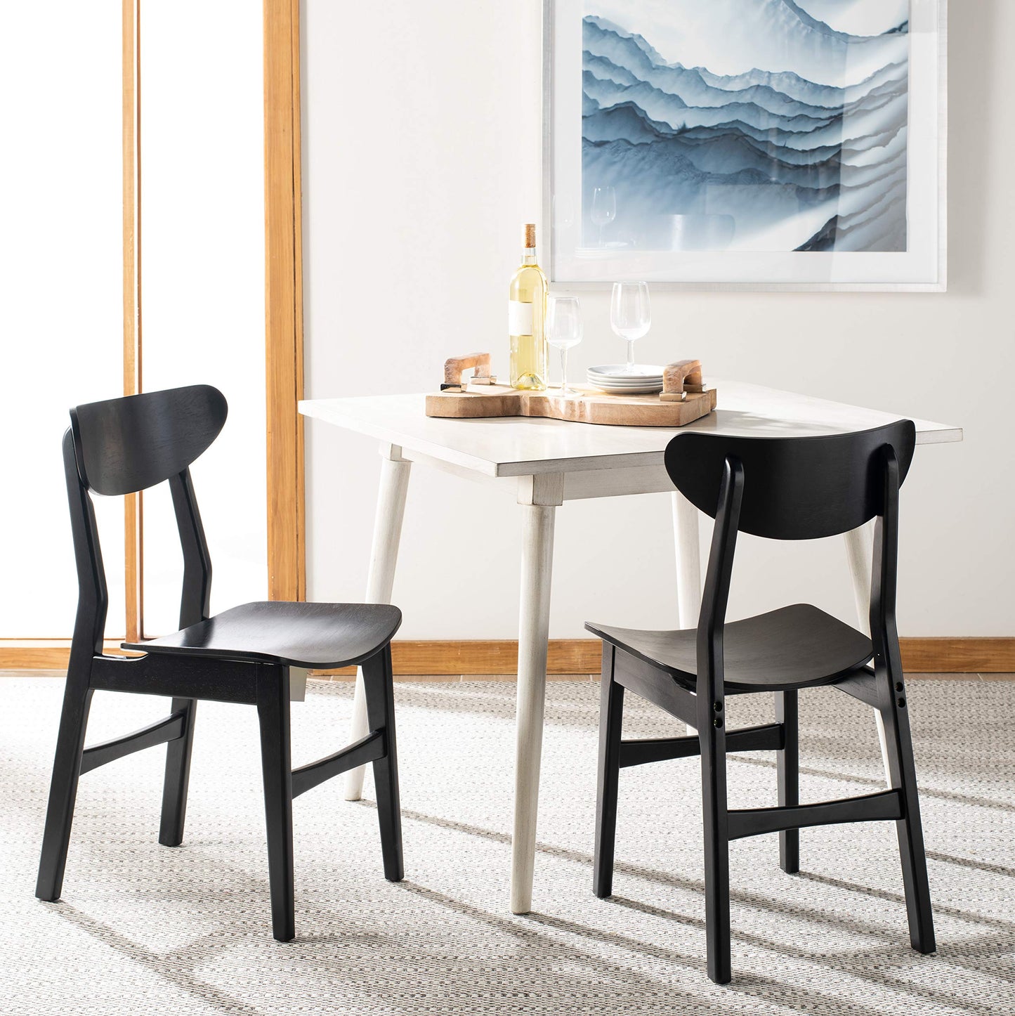 Safavieh Home Lucca Retro Black Dining Chair, Wood, Set of 2 - WoodArtSupply