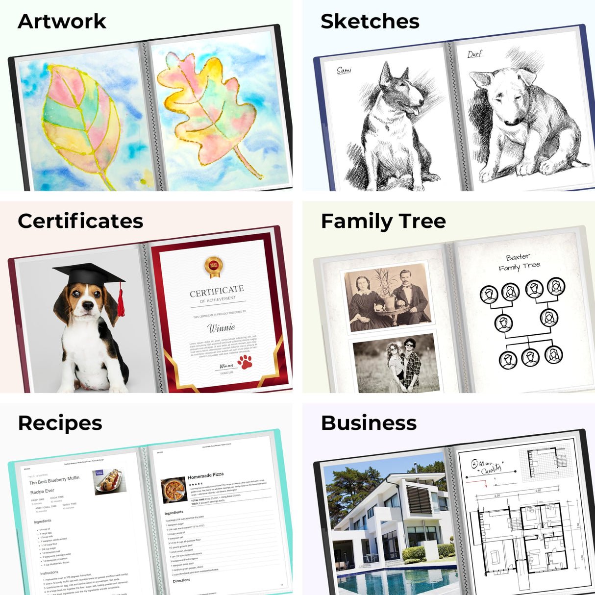 Dunwell Binder with Plastic Sleeves 48-Pocket (Ivory) - Presentation Book, 8.5 x 11 Portfolio Folder with Clear Sheet Protectors, Displays 96-Page Documents, Certificates, Important Papers Dunwell