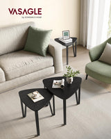 VASAGLE Nesting Coffee Tables, End Tables Set of 2 for Living Room Bedroom, Industrial Small Stacking Side Tables with Metal Frame for Couch, Charcoal Gray and Black ULET013B56 VASAGLE