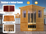 Outdoor Sauna 3 Person Infrared Sauna, Infrared Saunas for Home, 1950W Low EMF Far Infrared Sauna Old Fir Wooden Sauna with Beauty Red Light, Foldable Seat, Bluetooth, Chromotherapy Lamp, Reading Lamp SALUSHEAT