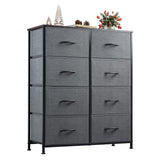 WLIVE Fabric Dresser for Bedroom, Tall Dresser with 8 Drawers, Storage Tower with Fabric Bins, Double Dresser, Chest of Drawers for Closet, Living Room, Hallway, Dark Gray WLIVE