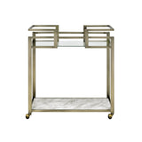 Neilo Clear Glass Faux Marble Top Serving Cart