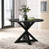 Roundhill Furniture Windvale Cross-Buck Wood 5-Piece Dining Set in Black Roundhill Furniture