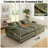 WESTSETLUX 55" W Oversized Chaise Lounge Sofa Couch with 5-Position Adjustable Backrest, Corduroy Sleeper Chair Sofa Bed, Reading Chair ‌with Deep Seat, Cloud Couches for Living Room, Bedroom, Green WESTSETLUX