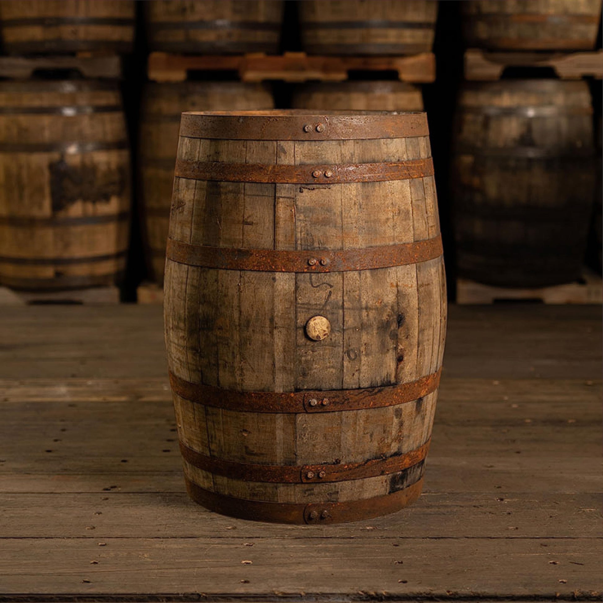 Midwest Barrel Company Authentic Bourbon/Whiskey Barrel (53 Gallon) Used Genuine American Oak Wood Barrel by the Pallet (4) - WoodArtSupply