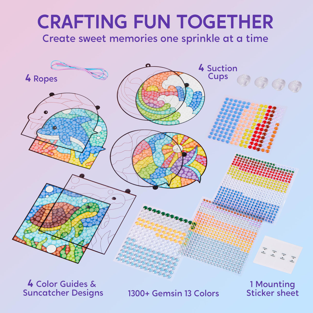 Klever Kits Diamond Art Kits for Kids, 4PCS Gem Painting Kit, Window Art Suncatchers Mosaic Kits Crafts for Girls Boy Birthday Gifts Toys Age 6+ Klever Kits