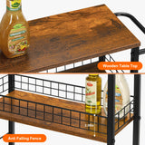 YBING Slim Storage Cart 4 Tier Kitchen Rolling Cart on Wheels Mobile Narrow Cart with Wooden Tabletop Slide Out Utility Cart for Bathroom Laundry Narrow Places Rustic Brown 16.5''L X 7.3''W X 34.6''H YBING