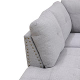 HFYee L Shaped Couch Sectional Couch Morden Sofas for Living Room Upholstered Futon Sofa Bed with Storage Ottoman and Cup Holders for Reception Room and Apartment, Grey White HFYee